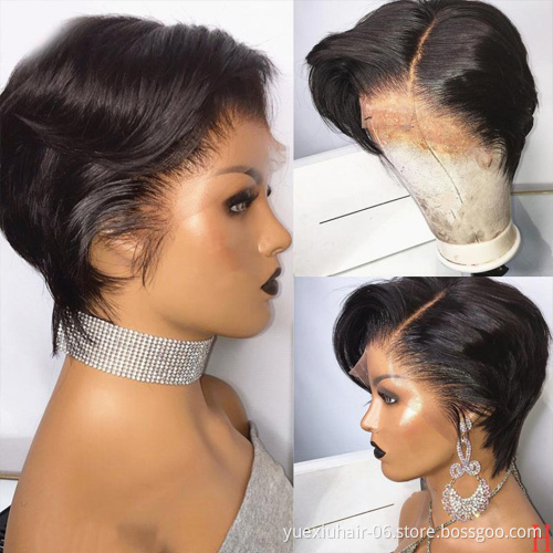 Hair Factory Wholesale Cheap Natural Color Brazilian 13*6 Lace Frontal Wigs For Black Women Curly Human Hair Short  wigs